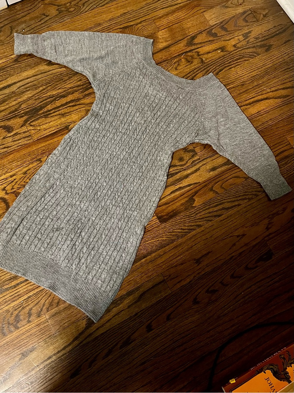 New York & Company Gray Cable-Knit Sweater Dress